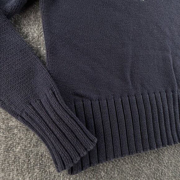 Ralph Lauren Polo Jeans Women Flag Sweater Navy Blue Knit Medium Cotton Crew - Picture 6 of 13